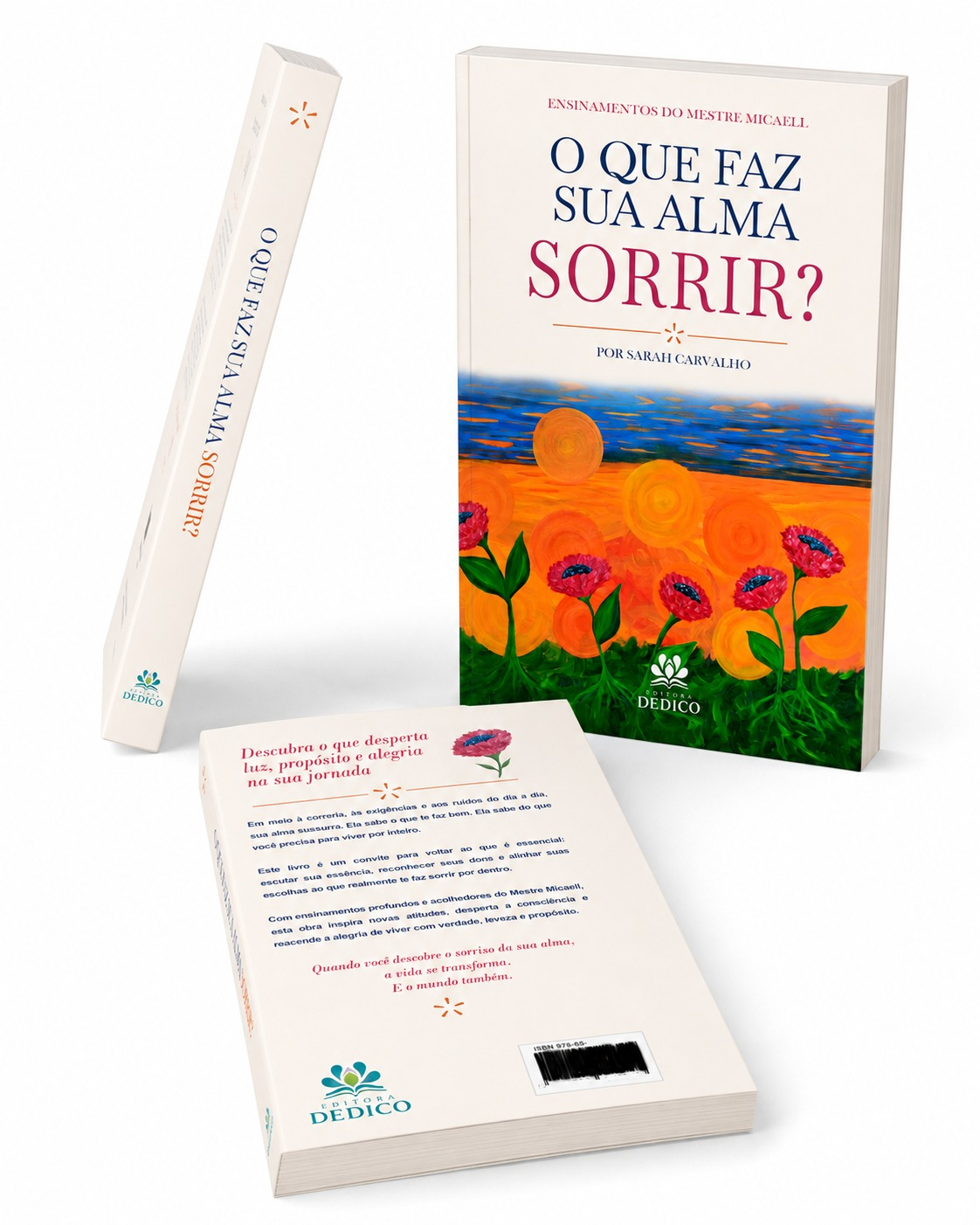 Livro O que faz sua alma sorrir? de Sarah Carvalho — capa e páginas internas